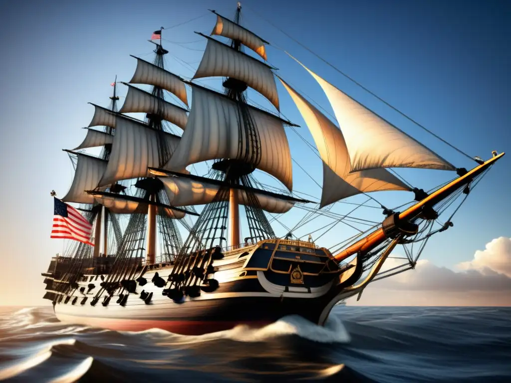 Detallada imagen del USS Constitution, conocido como 