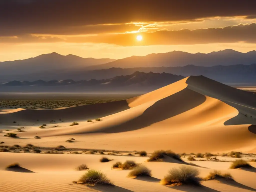 Imagen vintage del Desierto de los Pinacates, con dunas de arena y volcanes majestuosos